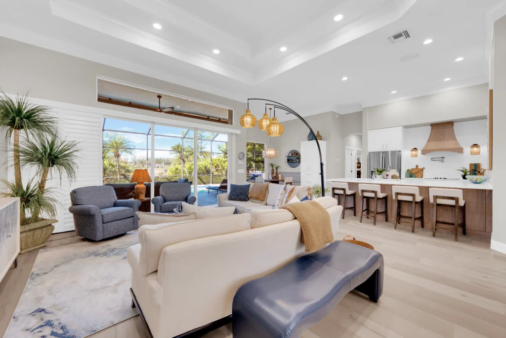 Luxury real estate interior with bright premium editing, enhanced natural light, and polished modern living space.